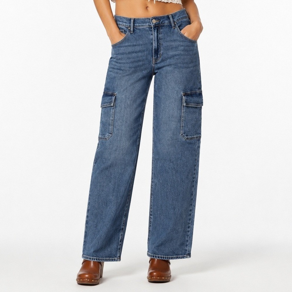 Just USA Celeste Stretch Cargo Straight Leg Jeans Indigo Blue Size 32/14 NWT